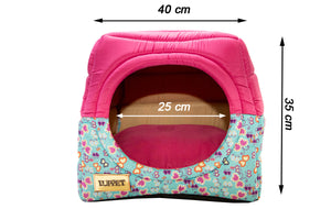 Cama Iglu e Toca Para Cachorro Luppet Luxo Rosa Borboleta Tamanho:G