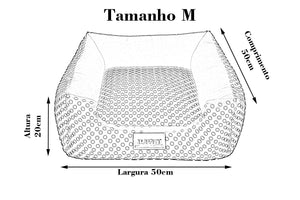 Cama Quadrada para Cachorro ou Gato Luppet Luxo Preto Poa