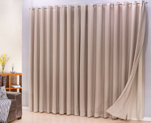 Cortina Microfibra com linho 6,00x2,50 Para Varão Simples Cor:Avelã