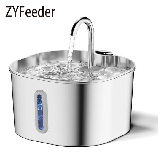 ZYFeeder 2.2L Stainless Steel Pet Fountain