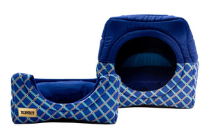 Cama Iglu e Toca Para Cachorro Luppet Luxo Azul Geométrico Tamanho:M