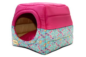 Cama Iglu e Toca Para Cachorro Luppet Luxo Rosa Borboleta Tamanho:G