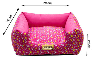 Cama Quadrada para Cachorro ou Gato Luppet Luxo Rosa Ossinho Tamanho:GG
