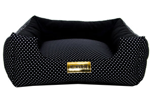 Cama Quadrada para Cachorro ou Gato Luppet Luxo Preto Poa