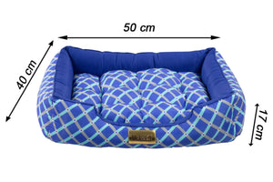Cama Retangular para Cachorro ou Gato Luppet Azul Geométrico