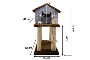 Casinha de Gato com Arranhador Sustentável Luppet Cinza e Marrom